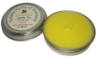  Midge candle in tin made with citronella, lavender or bog myrtle essential oils 